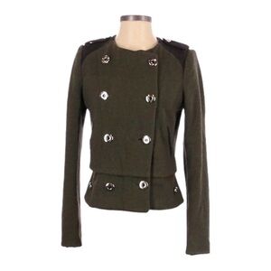 Plastic Island Peacoat Military Green Double Breasted Wool Coat Size S